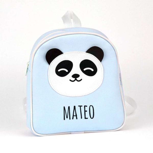 Mochila Panda Azul + Nombre
