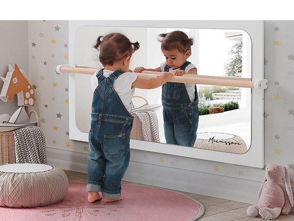 Espejo y Barra Montessori Blanco - Nanoen