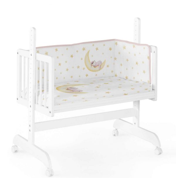 Minicuna Colecho + Colchón + Textil Moon Rosa