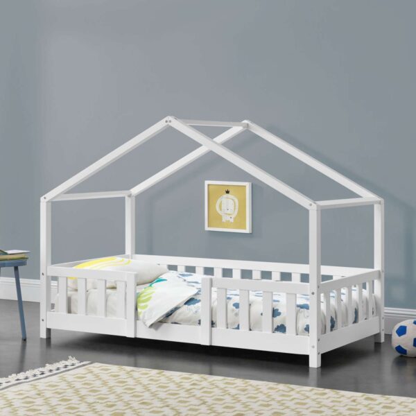 Cama Casita + Somier Sandy 70x140 cm Blanco