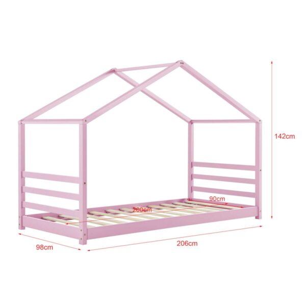 Cama Casita + Somier Pia Rosa 90x200 cm - Imagen 5