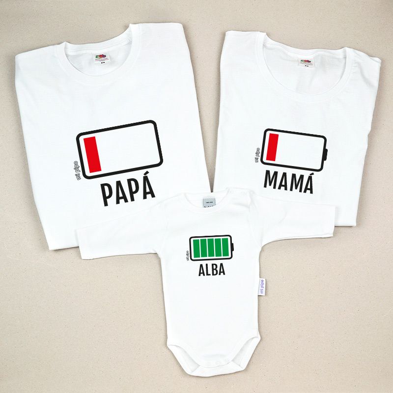 Amedrentador Enajenar Menagerry Pack Trio Camiseta Mamá + Camiseta Papá + Body Battery - Nanoen