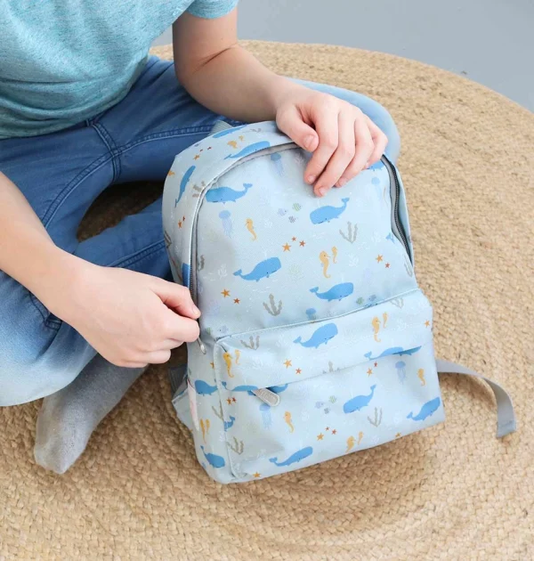 Mochila + 4 Tuppers + Botella Oceano Personalizado Con Nombre - Imagen 6